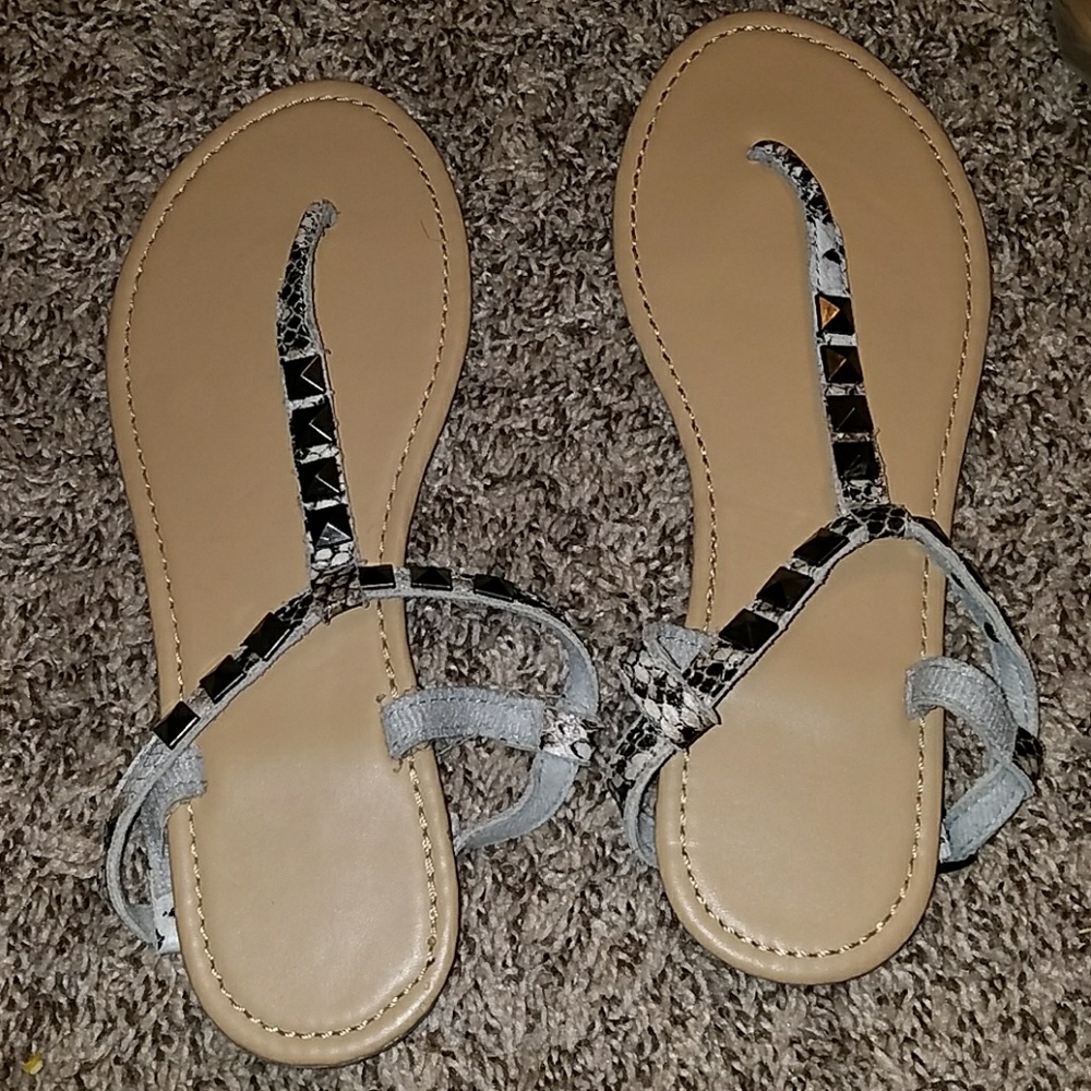fake snake skin studded sandals